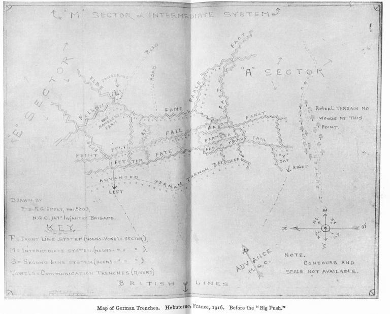 {Photo: Map of German Trenches. Hebuterne, France, 1916. Before the &acirc;&euro;&oelig;Big Push.&acirc;&euro;}
