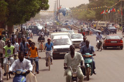 Typical street scene. Shows the Place des Nations Unies in the center of the city.